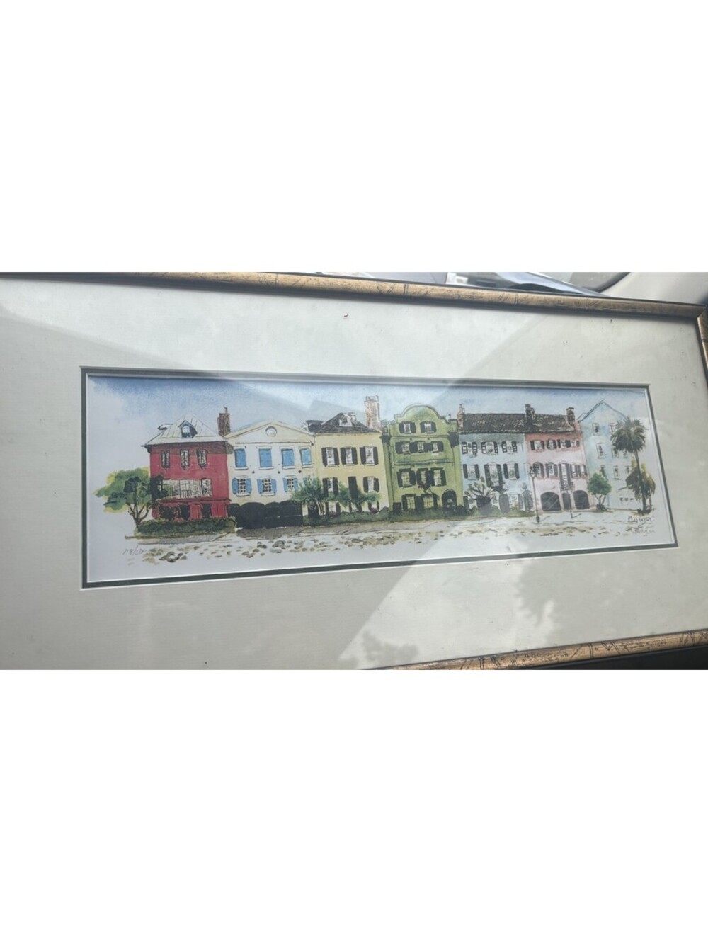 Mae Kyser Signed Numbered Print Charleston SC Rainbow Row Framed Art 118/300